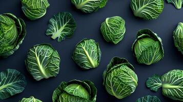 Cabbage vegetable pattern organic botanical farming seamless background photo