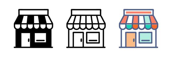 illustration of store icons in flat and modern styles. Ideal for retail, shopping, and e-commerce projects. vector