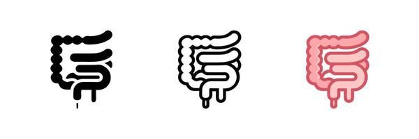 icon set of intestines in various styles. Ideal for health, medical, and anatomy-themed designs. vector