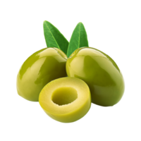 Fresh olive fruit with slice on transparent background png