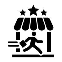 A man running to a store with a star on it vector