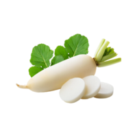White radish with slices on transparent background png
