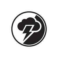 A black and white logo with a lightning bolt and cloud vector