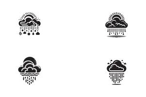Four different icons of rain and clouds vector