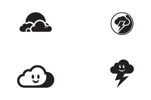Four different icons of clouds, lightning, and thunder vector