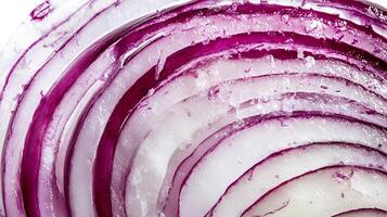 Slice of purple onion, macro photography. Fresh food and texture concept photo