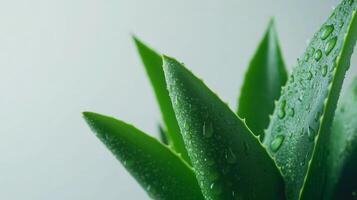 Close-up of aloe vera plant with dewdrops on leaves photo