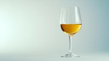 Wine glass with amber liquid on a gradient background, minimalist concept photo