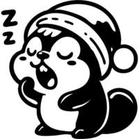 Marmot yawns sweetly and gets ready for sleep in monochrome. Simple minimalistic image in black ink drawing on white background vector