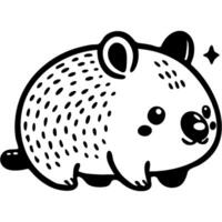 Slow moving Australian rodent wombat in monochrome. Simple minimalistic image in black ink drawing on white background vector