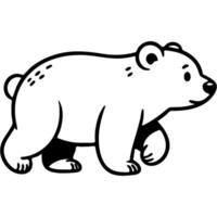 Polar bear walks forward in monochrome. Simple minimalistic image in black ink drawing on white background vector