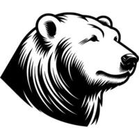 Calm polar bear head side view in monochrome. Simple minimalistic image in black ink drawing on white background vector