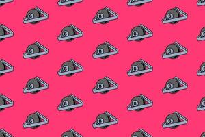 black ball and triangle rack billiard seamless pattern on red background. 8 ball and triangle rack pool snooker illustration pattern background for billiard decoration and merchandise vector