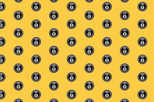 black ball billiard, 8 ball pool seamless pattern on yellow background. black ball snooker object illustration pattern background for billiard decor and merchandise vector