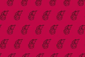 eye with 8 ball pool, bat wings outline seamless pattern on red background. eye ball billiard with bat wings object illustration pattern background for billiard decoration and merchandise vector