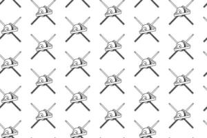 8 ball, triangle rack, stick billiard outline seamless pattern on white background. black ball, triangle rack, stick pool illustration pattern background for billiard decoration and merchandise vector