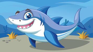 cartoon shark with a smile on its face vector