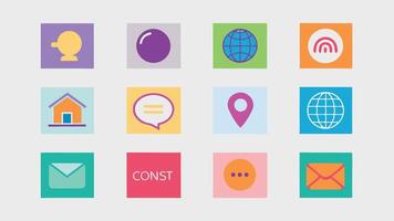 a set of colorful icons that include a phone, email, and contact vector