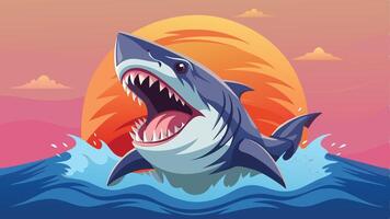 shark with open mouth and open mouth on the ocean vector