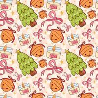 Festive Christmas Pattern With Bells and Trees vector