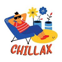 A flat sticker of chilling character vector