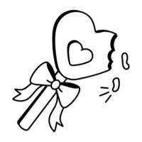 Sketchy style icon of heart lollipop vector