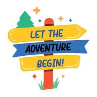 Adventure board sticker in flat style vector