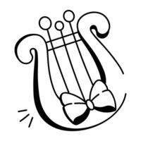 Sketchy style icon of lyre music vector