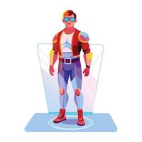 A flat illustration of holographic image of a character vector