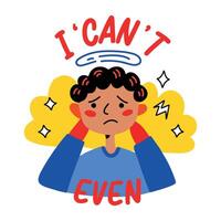 A flat sticker of exasperated character vector