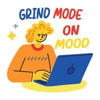 Working mood sticker in flat style vector