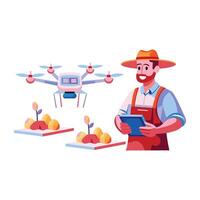 A flat illustration of futuristic farming vector