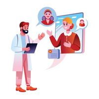 A flat illustration of a character doing language practice with ai assistantpractice, oration, speak, talk, conversation, communication, technology, flat, , illustration vector