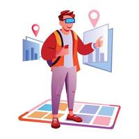 A flat illustration of a person doing vr experience vector