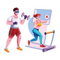 Vr exercise illustration in flat style vector
