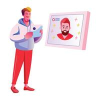 Face recognition technology illustration in flat style vector