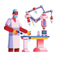 A flat illustration of robot surgery vector