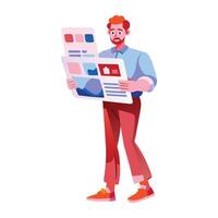 A flat illustration of a character reading ai news vector