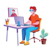 Vr course illustration in flat style vector