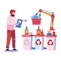 A flat illustration of automated sorting machine vector