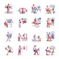 Bundle of Flat Style VR Technology Illustrations vector