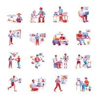 Set of Robot Technology Flat Illustrations vector