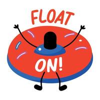 Flat sticker of a donut float with the text float on vector