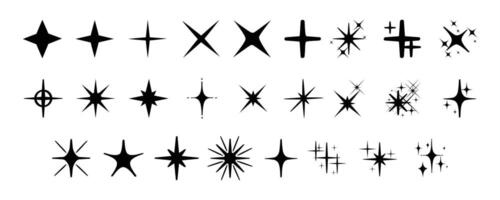 Sparkling silhouette. Star shining blinks in cartoon flat style. Twinkle flash pictogram. Shiny glitter effect symbol. Illustration of blinking star. vector