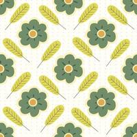 Simple floral and leaf patterns in green tones. vector