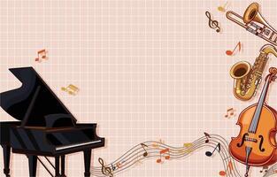 Music background with musical instruments on a pink background vector