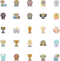 Success, Awards and Badges line color icon set. Pixel perfect. Editable stroke. For Mobile and Web. The set contains icons Award, Trophy Award, Success, Winning, Quality, Symbol, Diploma vector
