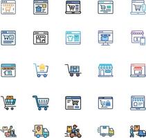 Shopping and E-commerce Line color Icon set. Editable Stroke. Pixel Perfect. For Mobile and Web. Contains such icons as Credit Card, E-commerce, Online Payments, Shipping, Discount vector