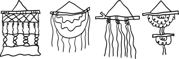 Simple Doodle Macrame Art for Handmade Themes vector