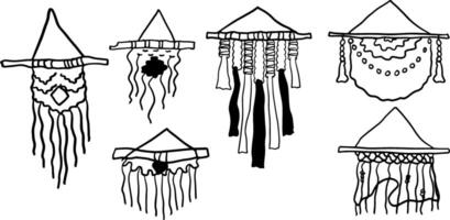 Hand-Drawn Macrame Illustrations for Craft Projects vector